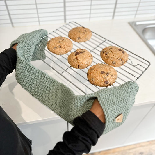 Double Oven Mitts, Hand Knit | Heat Resistance