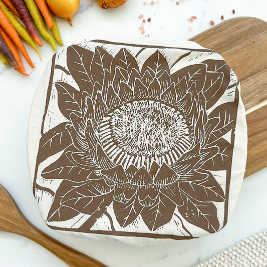 Dish and Casserole Cover Square Protea Print | cloth cover for square bakes