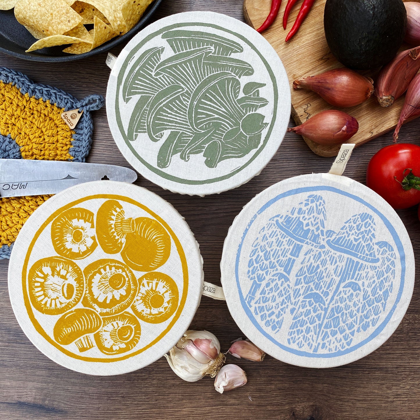 Bowl Cover Set of 3 Extra Small | Mushroom Print