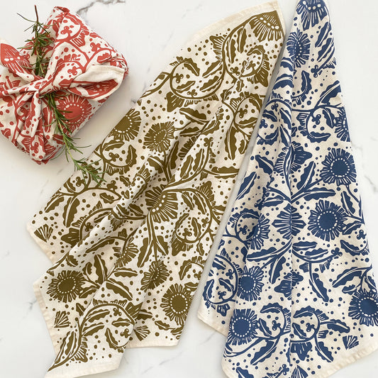 Furoshiki set of 3 | cloth fabric gift or veggie wrap Madiba Print 60cm square