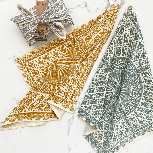 Furoshiki set of 3 | cloth fabric gift or veggie wrap Safari Print 60cm square
