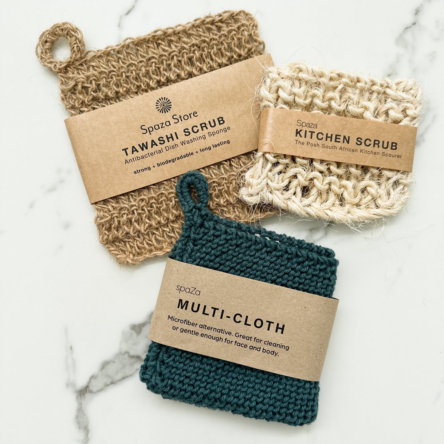 Washing Up Set eco-friendly cotton cloth, jute tawashi, and sisal scrub