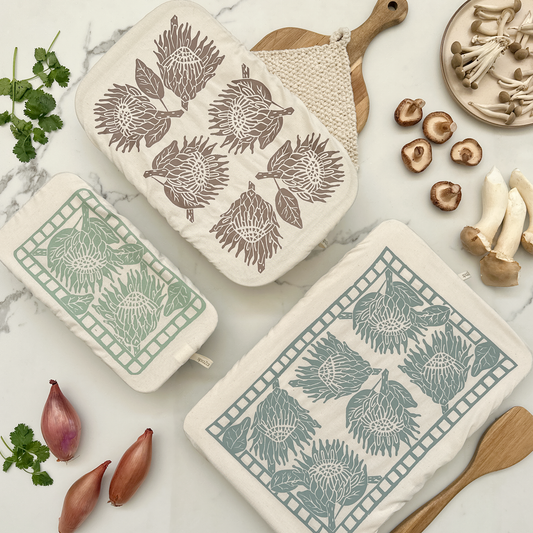Dish Cover Rectangle Set of 3 | Protea Print