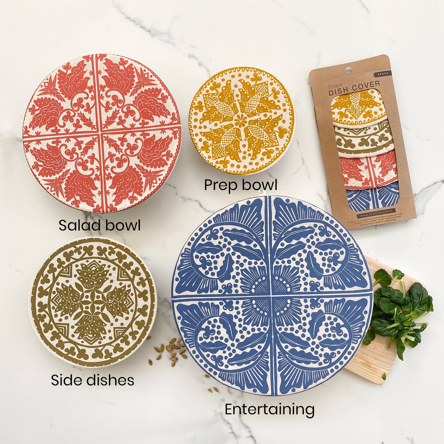 Dish and Bowl Cover Set of 4 Madiba