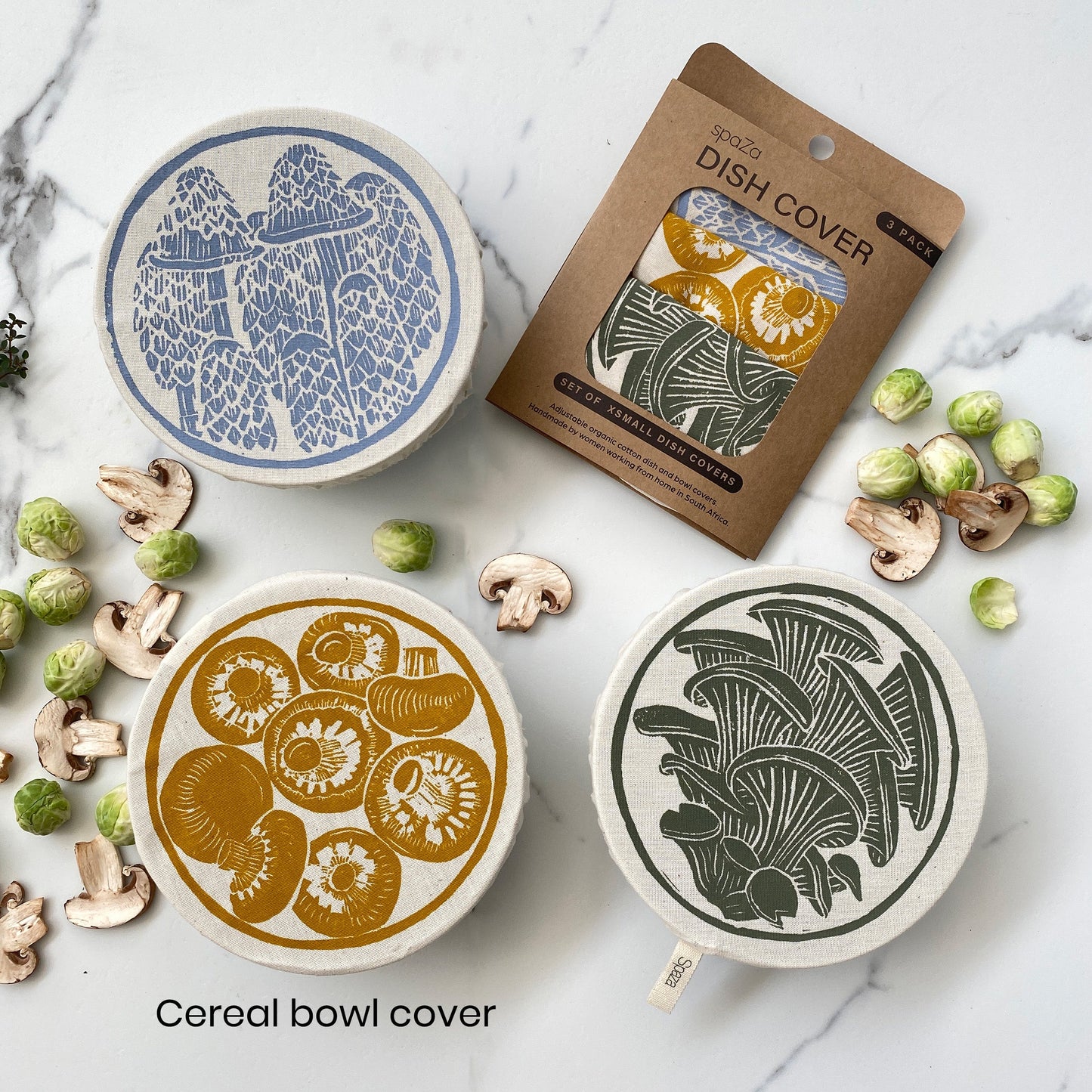 Bowl Cover Set of 3 Extra Small | Mushroom Print
