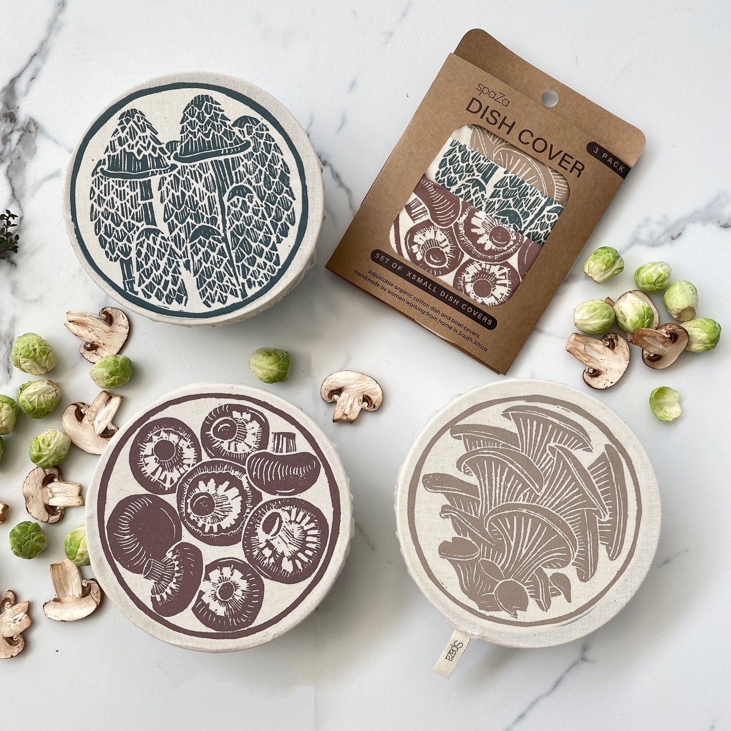 Bowl Cover Set of 3 Extra Small | Mushroom Print