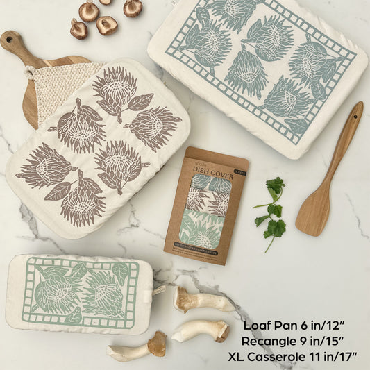Dish Cover Rectangle Set of 3 | Protea Print