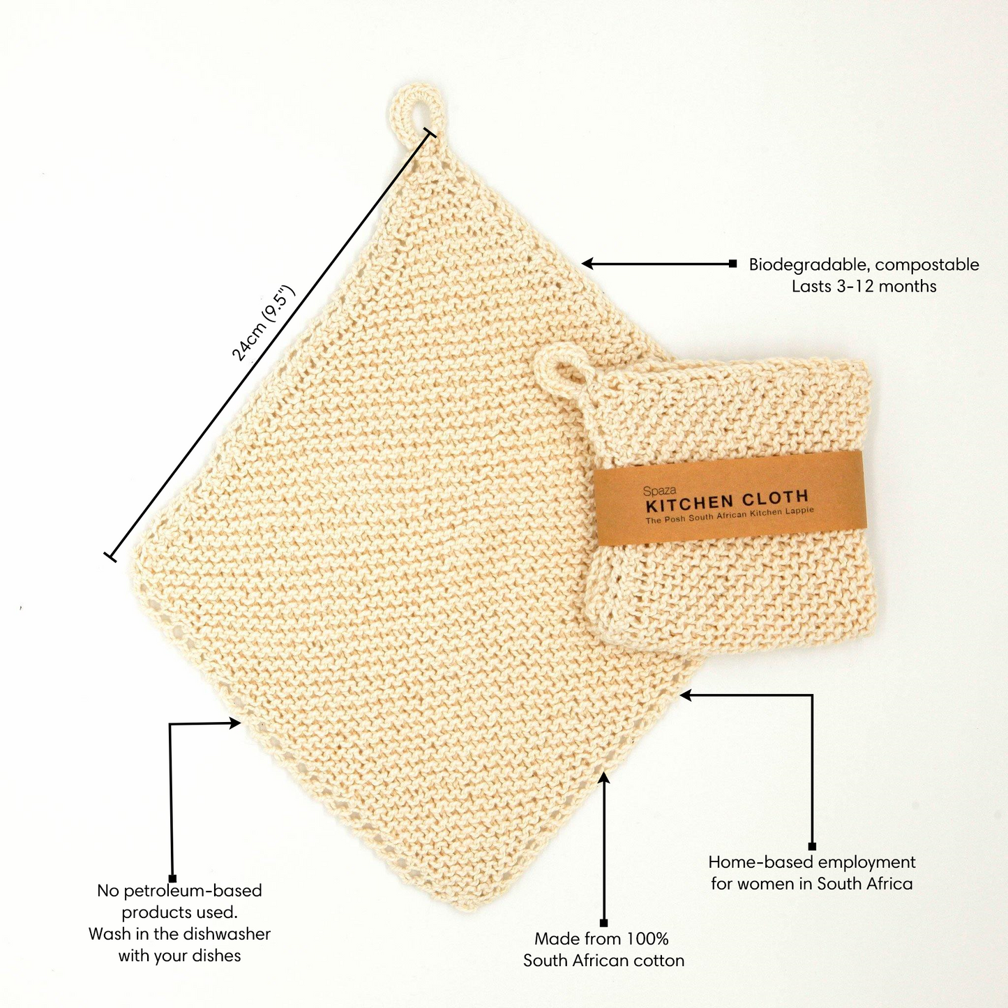 Hand knitted cloth eco-friendly microfibre alternative pack of 3