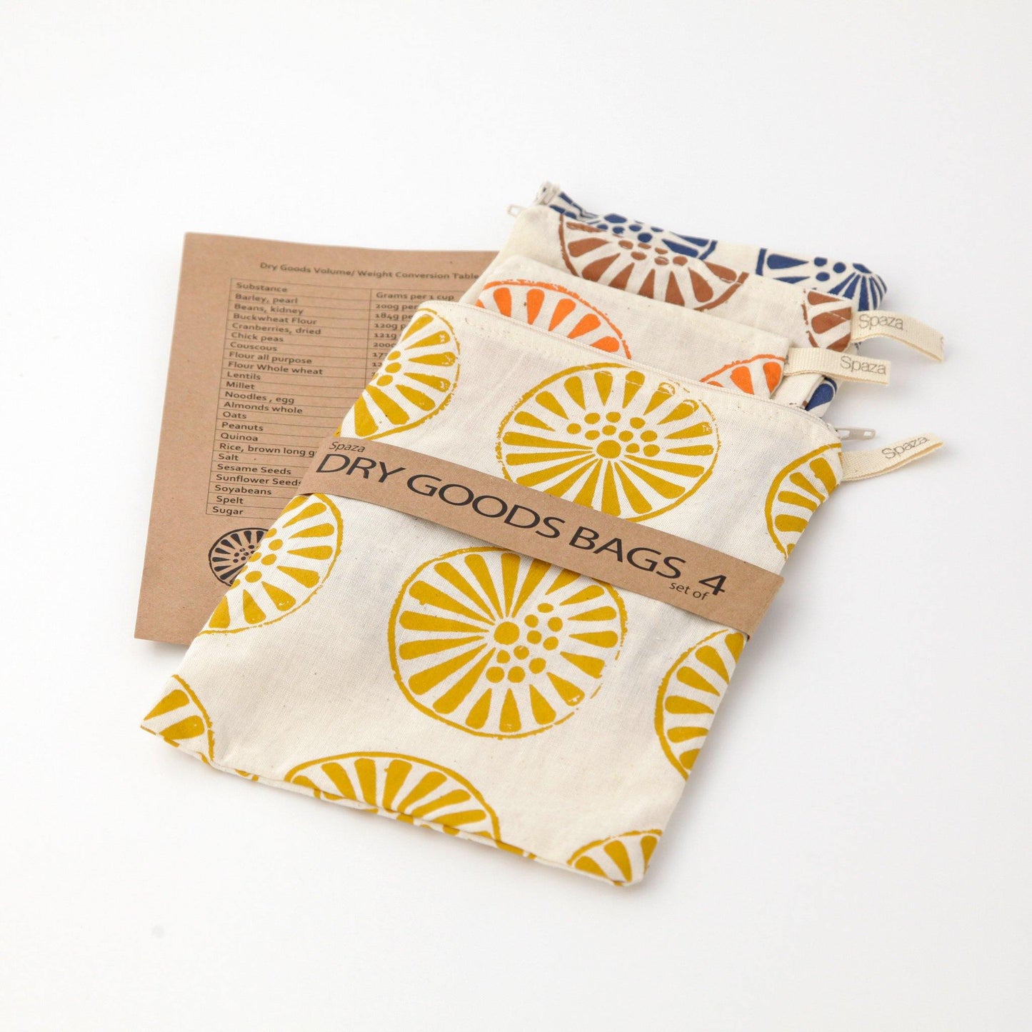 Dry Goods Bags Set of 4 : fabric zip bags for bulk food refill shopping - spaza.store.com