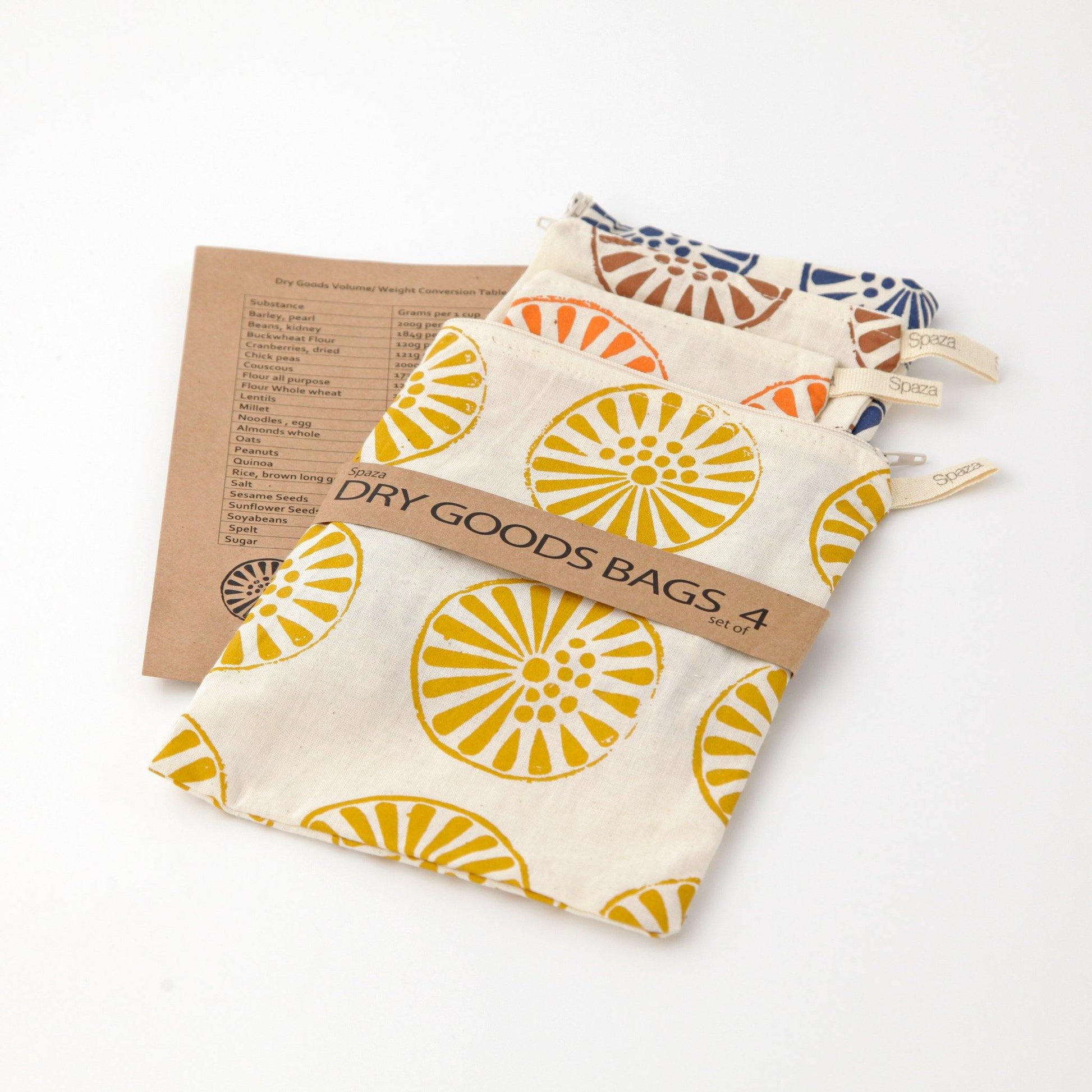 Dry Goods Bags Set of 4 : fabric zip bags for bulk food refill shopping - spaza.store.com