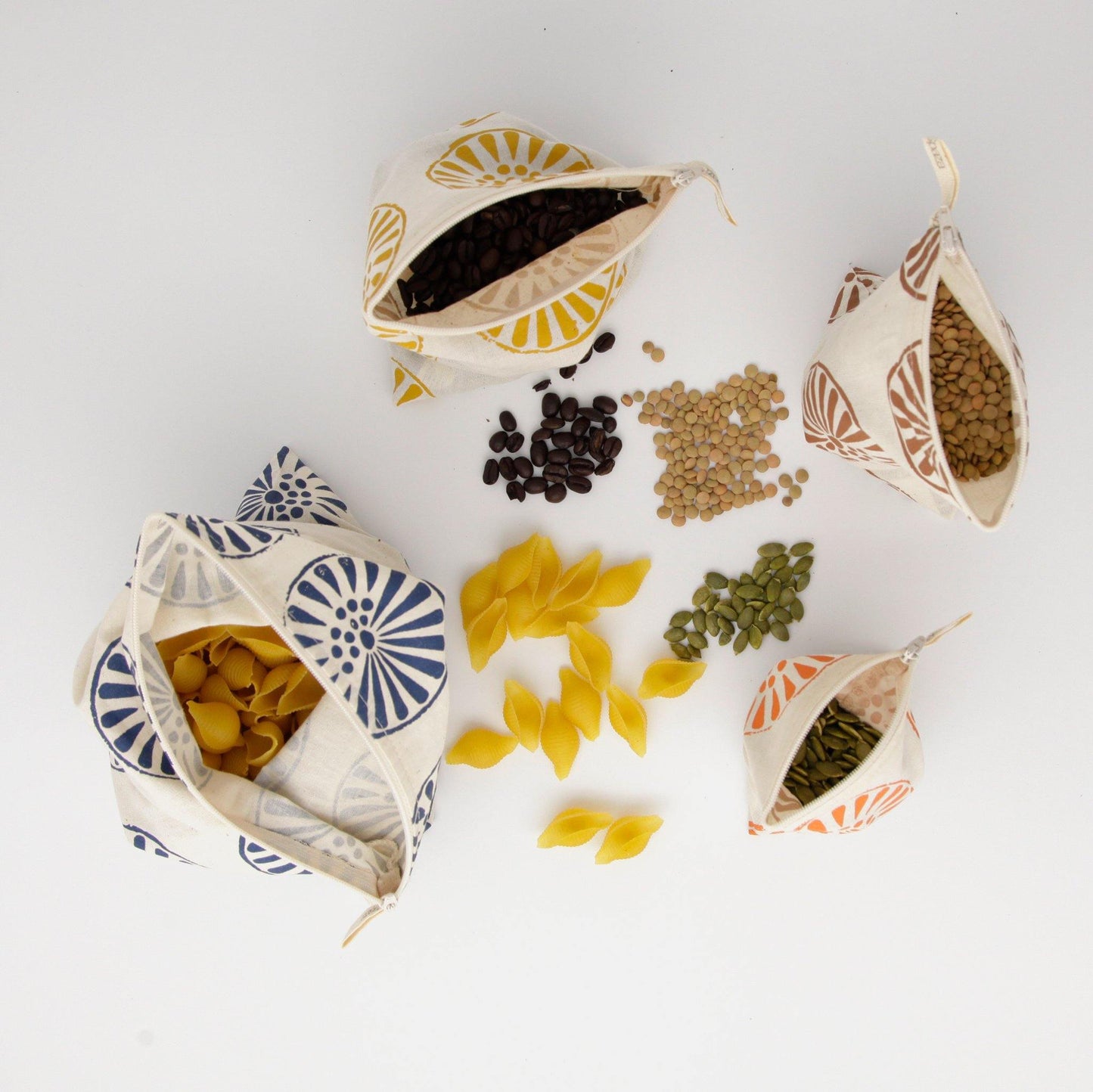 Dry Goods Bags Set of 4 : fabric zip bags for bulk food refill shopping - spaza.store.com